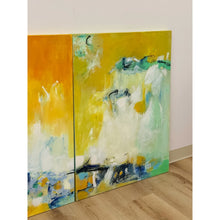 Load image into Gallery viewer, Set of 3 Modern Abstract Paintings Yellow Green Blue Wall Art Acrylic on Canvas
