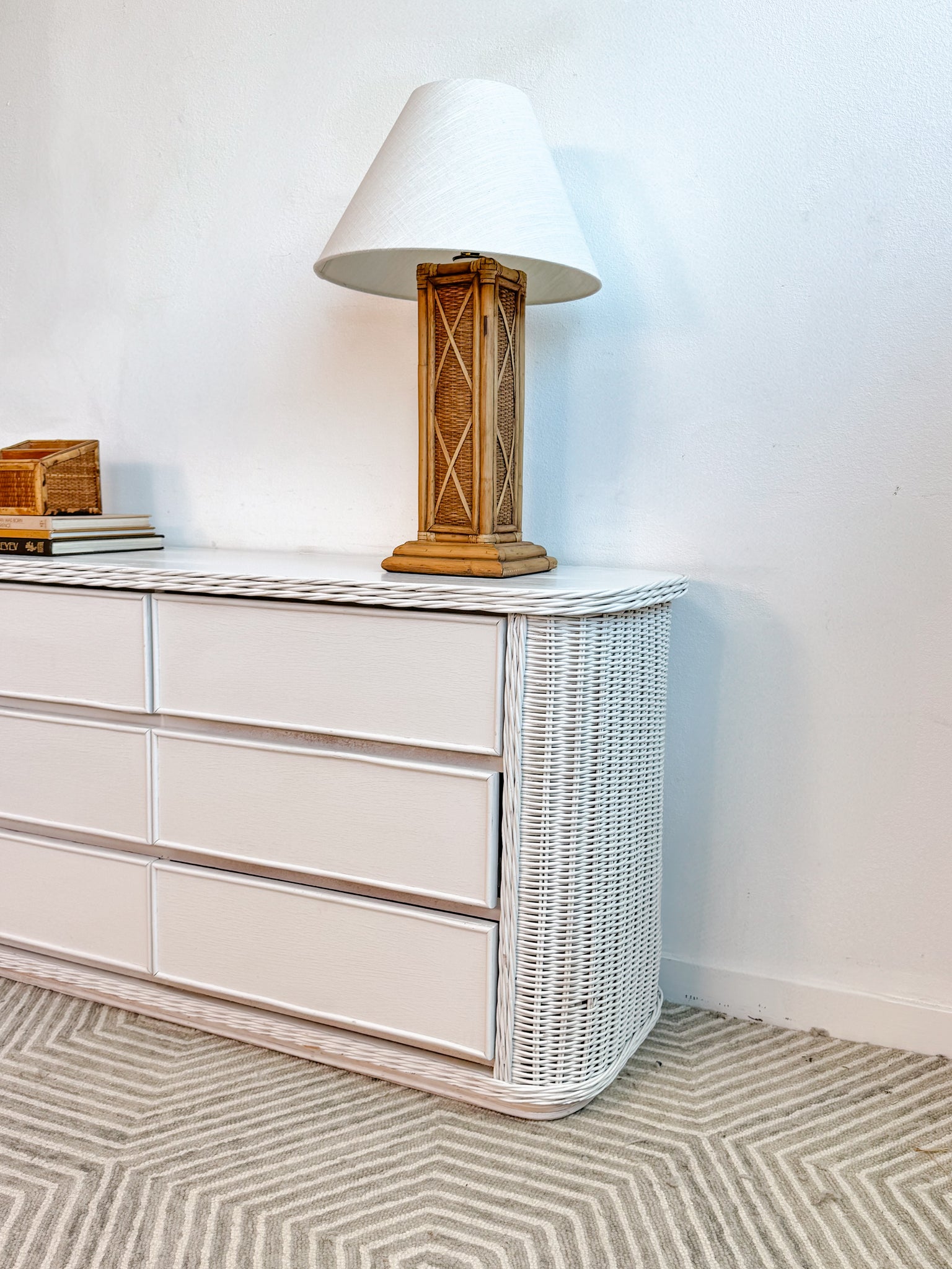 White Curved Wicker Dresser The Woven Home White Curved Wicker Dresser The Woven Home