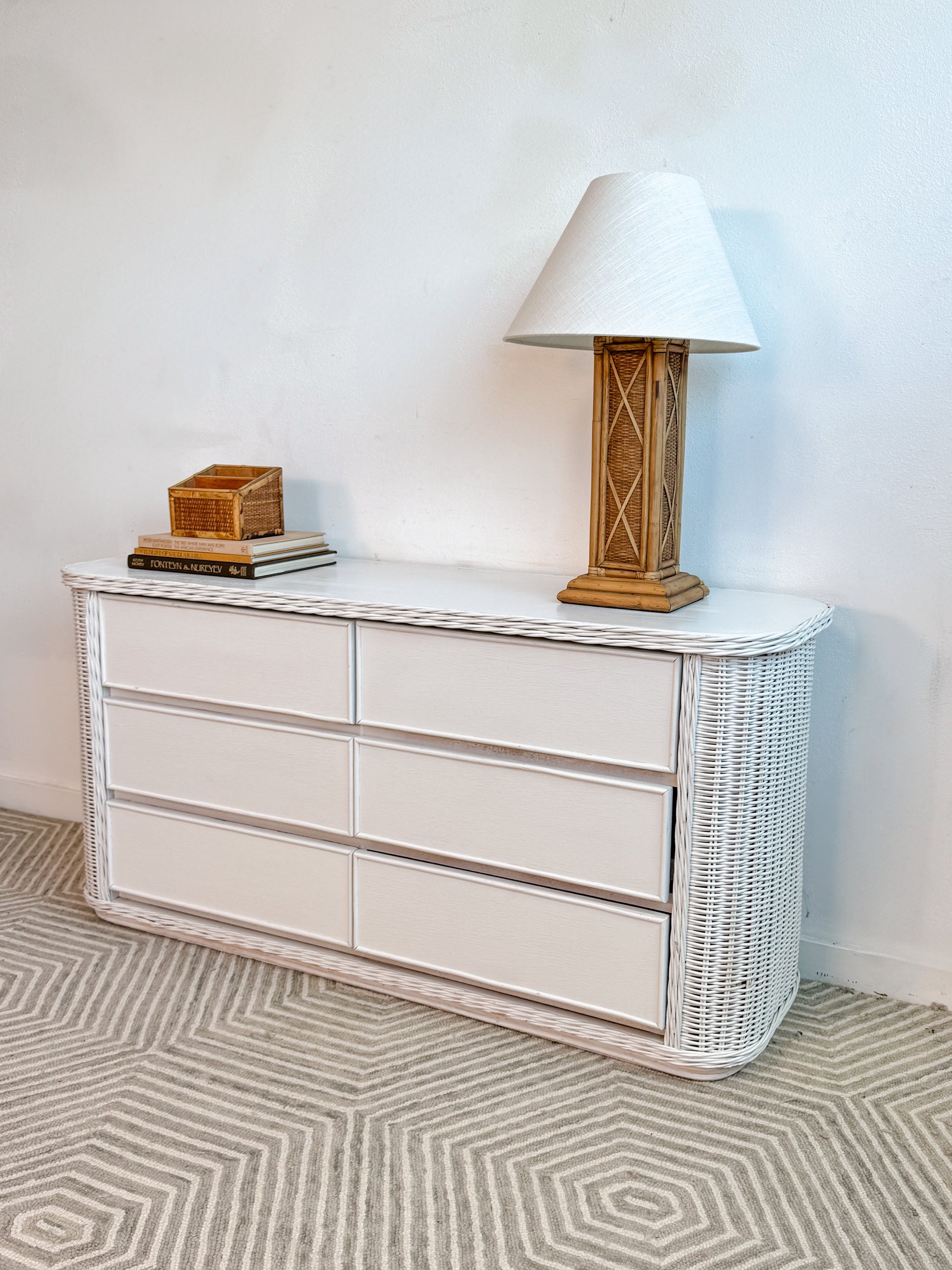white rattan dresser Frances Woven Tall Vanity with Mirror, Refresh any contemporary bedroom with the modern coastal flair of this stunning Zadie Dresser Frances Woven Rattan 6 Drawer
