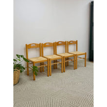 Load image into Gallery viewer, Hank Lowenstein Style Blonde Rush Seat Dining Chair Set of Four MCM
