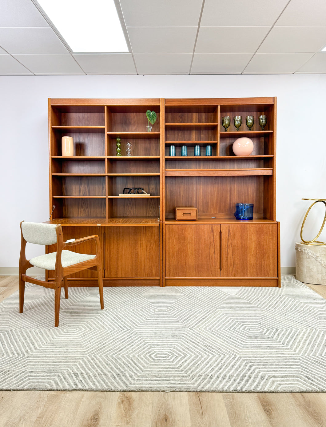 Danish Teak Wall Units with Secretary Desk