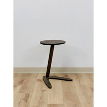 Load image into Gallery viewer, MCM Round Side Table With Boomerang Base Dark Wood Coastal Vintage Accent
