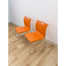 Load image into Gallery viewer, Pair of Orange Plastic and Chrome MCM Retro Style Accent Chairs
