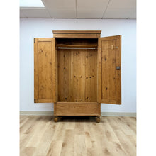 Load image into Gallery viewer, Antique European Pine Wardrobe Two Door Armoire Turned Feet, Natural Wood
