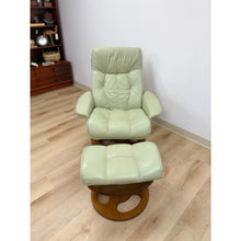 Load image into Gallery viewer, Lane Furniture Stressless Style Sage Green Leather Swivel Recliner Chair Ottoman
