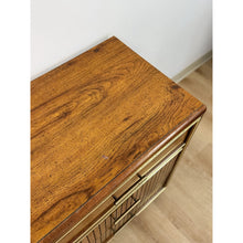 Load image into Gallery viewer, Vintage MCM Bassett Nine Drawer Fluted Dresser Brass Pulls and Trim Mid Century
