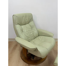 Load image into Gallery viewer, Lane Furniture Stressless Style Sage Green Leather Swivel Recliner Chair Ottoman
