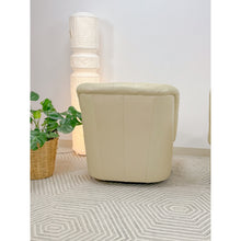 Load image into Gallery viewer, Vintage Cream Leather MCM Postmodern Swivel Glider Chair Pair 28" Wide
