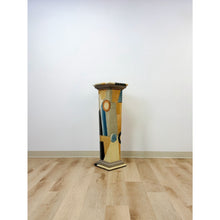 Load image into Gallery viewer, Vintage Postmodern Art Deco Hand Painted Pedestal Hidden Storage Cubist Column
