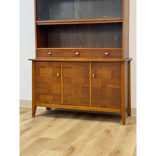 Load image into Gallery viewer, Vintage Hutch by Paine Furniture MCM China Cabinet, Parquet Doors, Glass Sliding
