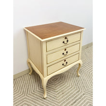 Load image into Gallery viewer, Beige Vintage Provincial Chest of Three Drawers Storage Wood Dresser Lock/Keys
