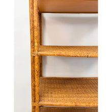 Load image into Gallery viewer, Vintage Coastal Hollywood Regency Tortoise Bamboo Shelf, Wicker Shelving
