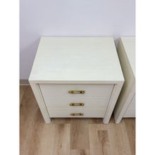 Load image into Gallery viewer, Pair of Mitchell Gold &amp; Bob Williams White Nightstands, Red Drawers Brass Pulls

