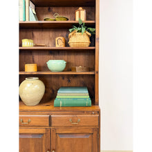 Load image into Gallery viewer, Handmade Pine Walnut Tone Bookcase Desk Drawers Cabinet Antique Style
