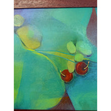 Load image into Gallery viewer, Framed Original Abstract Acrylic Painting Teal Green Still Life Art, Wood frame
