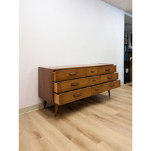 Load image into Gallery viewer, Vintage United MCM Nine Drawer Lowboy Dresser Collectible Mid Century Walnut
