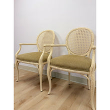 Load image into Gallery viewer, Pair of Vintage Fairfield Cane Back Chairs French Provincial Regency Accent
