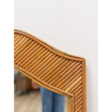 Load image into Gallery viewer, Coastal Pencil Reed Rattan Tall Arched Wall Mirror, Woven Wood Frame
