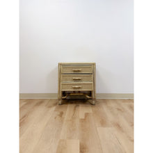 Load image into Gallery viewer, Ficks Reed Faux Bamboo Nightstand Beige Coastal Hollywood Regency Bedside Table
