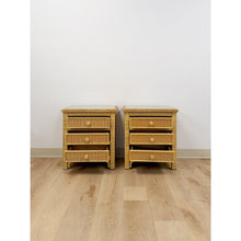 Load image into Gallery viewer, Henry Link Wicker 3-Drawer Pair of Nightstands Vintage Coastal Hollywood Regency
