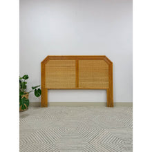 Load image into Gallery viewer, Vintage Bamboo Wicker Queen Headboard Coastal Hollywood Regency MCM
