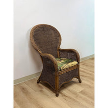 Load image into Gallery viewer, Coastal Wicker Rattan Chair Vintage Beach Scene Cushion Boho Accent Outdoor
