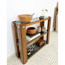 Load image into Gallery viewer, Vintage Smoky Glass 3 Tier Shelf Chrome MCM Display Shelving Unit Mid Century

