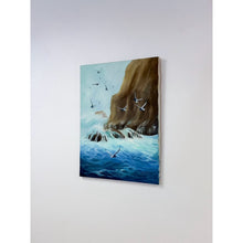 Load image into Gallery viewer, Original Seaside Oil Painting Seagulls Cliffs, Signed N. Gibbs Art, Coastal

