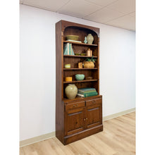 Load image into Gallery viewer, Handmade Pine Walnut Tone Bookcase Desk Drawers Cabinet Antique Style

