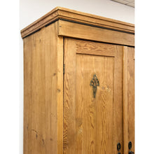 Load image into Gallery viewer, Antique European Pine Wardrobe Two Door Armoire Turned Feet, Natural Wood
