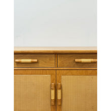 Load image into Gallery viewer, Vintage Coastal Wicker Rattan  Blonde Buffet Natural Wood Two Drawer Cabinet
