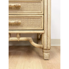 Load image into Gallery viewer, Ficks Reed Faux Bamboo Nightstand Beige Coastal Hollywood Regency Bedside Table
