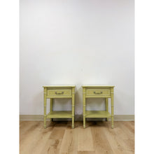 Load image into Gallery viewer, Rare Henry Link Bali Hai Green Faux Bamboo Pair of Nightstands Hollywood Regency
