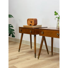 Load image into Gallery viewer, Pair of Vintage Atomic Nightstands Retro Bedside Tables MCM End Tables
