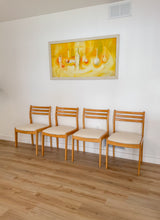 Load image into Gallery viewer, Set of 4 Blonde MCM dining chairs
