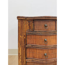 Load image into Gallery viewer, Vintage Nightstands Split Bamboo Reed Four Drawer British Colonial Regency Table
