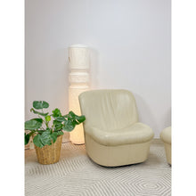 Load image into Gallery viewer, Vintage Cream Leather MCM Postmodern Swivel Glider Chair Pair 28" Wide
