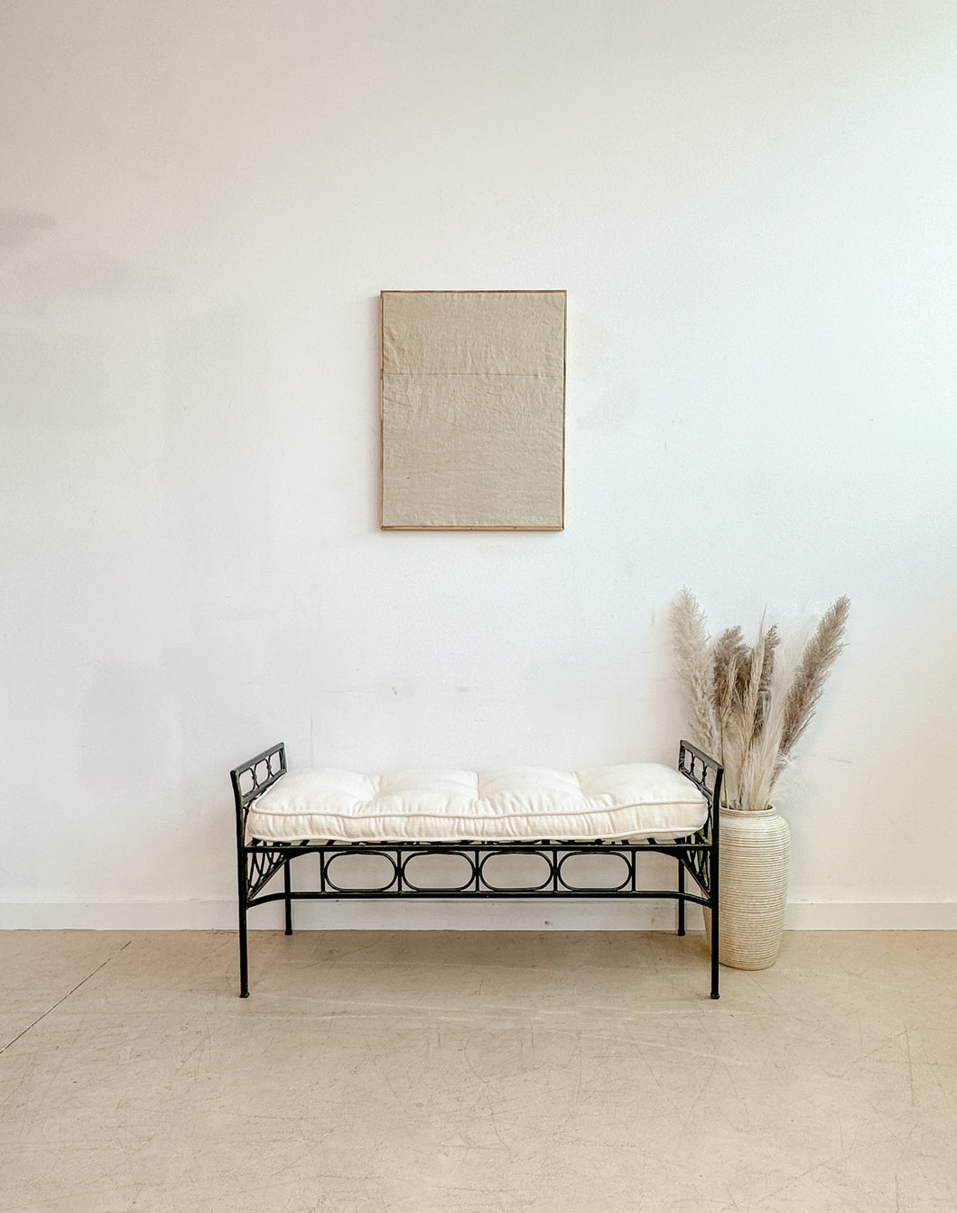 Modern Iron Bench with Cushion