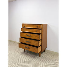 Load image into Gallery viewer, Heritage MCM Tallboy Dresser Brutalist Brass Pulls Vintage Mid-Century Modern
