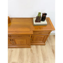 Load image into Gallery viewer, Antique Style Oak Office Credenza with Locking Doors and Finished Back
