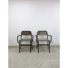 Load image into Gallery viewer, Distressed Blue Coastal Chairs Wood &amp; Cast Iron Weathered Vintage Chairs Seating
