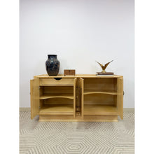 Load image into Gallery viewer, Vintage Regency Blonde Parquetry Buffet Server Credenza By United 60" Wide MCM
