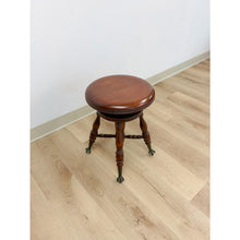 Load image into Gallery viewer, Vintage Victorian Adjustable Piano Stool Brass Claw Ball Feet Turned Wood
