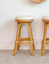 Load image into Gallery viewer, Pair of Rattan Swivel Barstools
