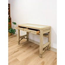 Load image into Gallery viewer, Vintage Ficks Reed Faux Bamboo Petite Desk with Drawers Wicker Coastal MCM
