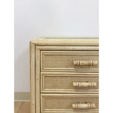 Load image into Gallery viewer, Ficks Reed Faux Bamboo Nightstand Beige Coastal Hollywood Regency Bedside Table
