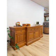 Load image into Gallery viewer, Antique Style Oak Office Credenza with Locking Doors and Finished Back

