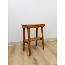 Load image into Gallery viewer, Handmade Rustic Pine Side Table Shelf Dowel Joints Vintage Farmhouse Dated 1930s
