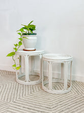 Load image into Gallery viewer, Pair of Coiled Rattan End Tables
