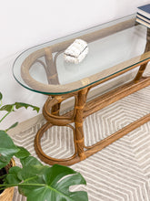 Load image into Gallery viewer, Vintage Curved Pencil Reed Console Table
